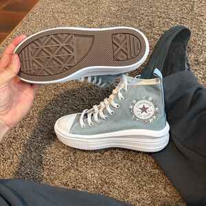 Converse High-Tops in Sky Blue with White Accents
